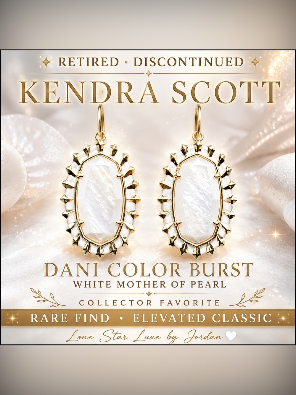 Kendra Scott Dani Color Burst Earrings White MOP • Gold • Retired/Discontinued